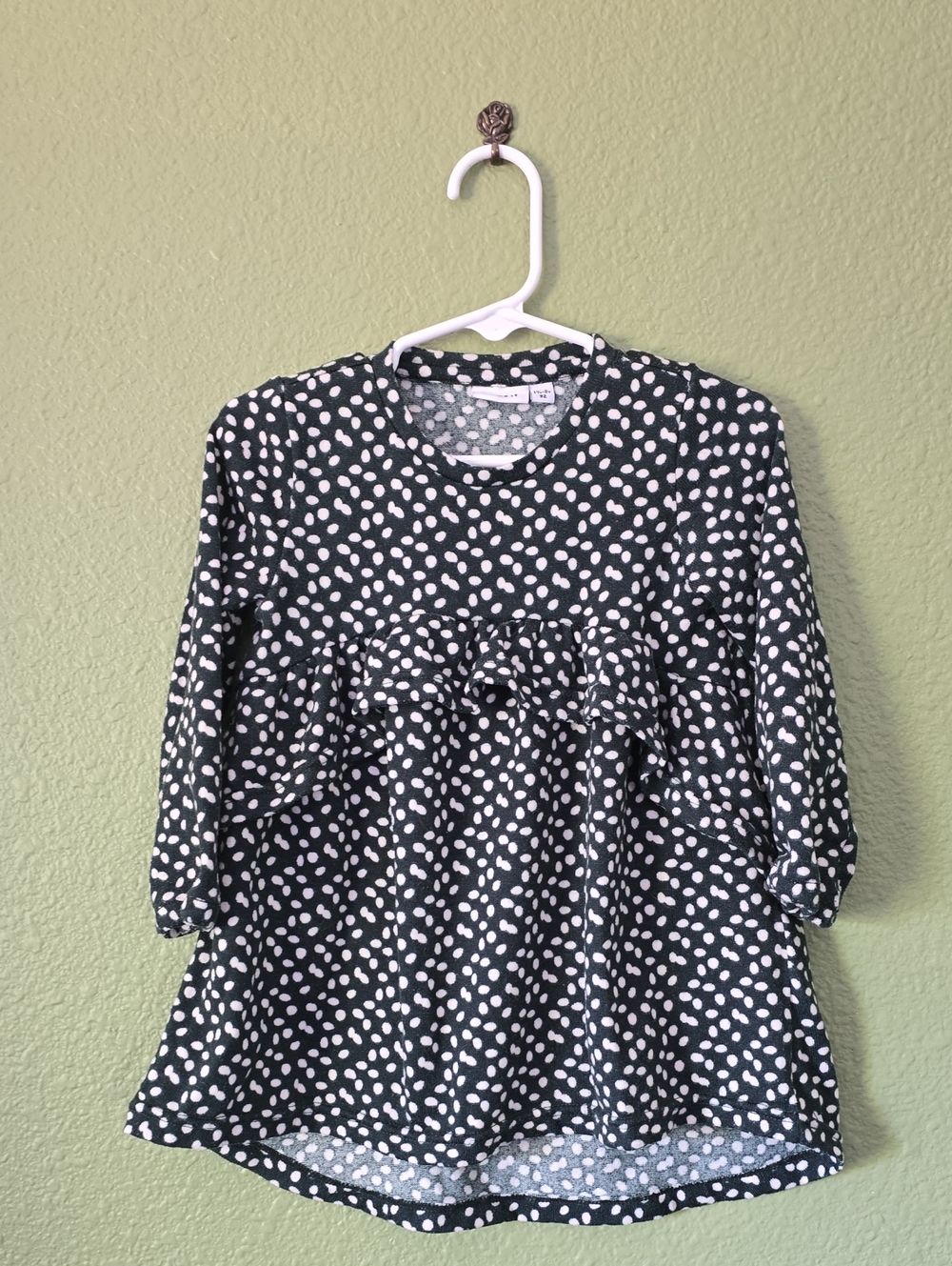 Name It - Dark Green And White Dress